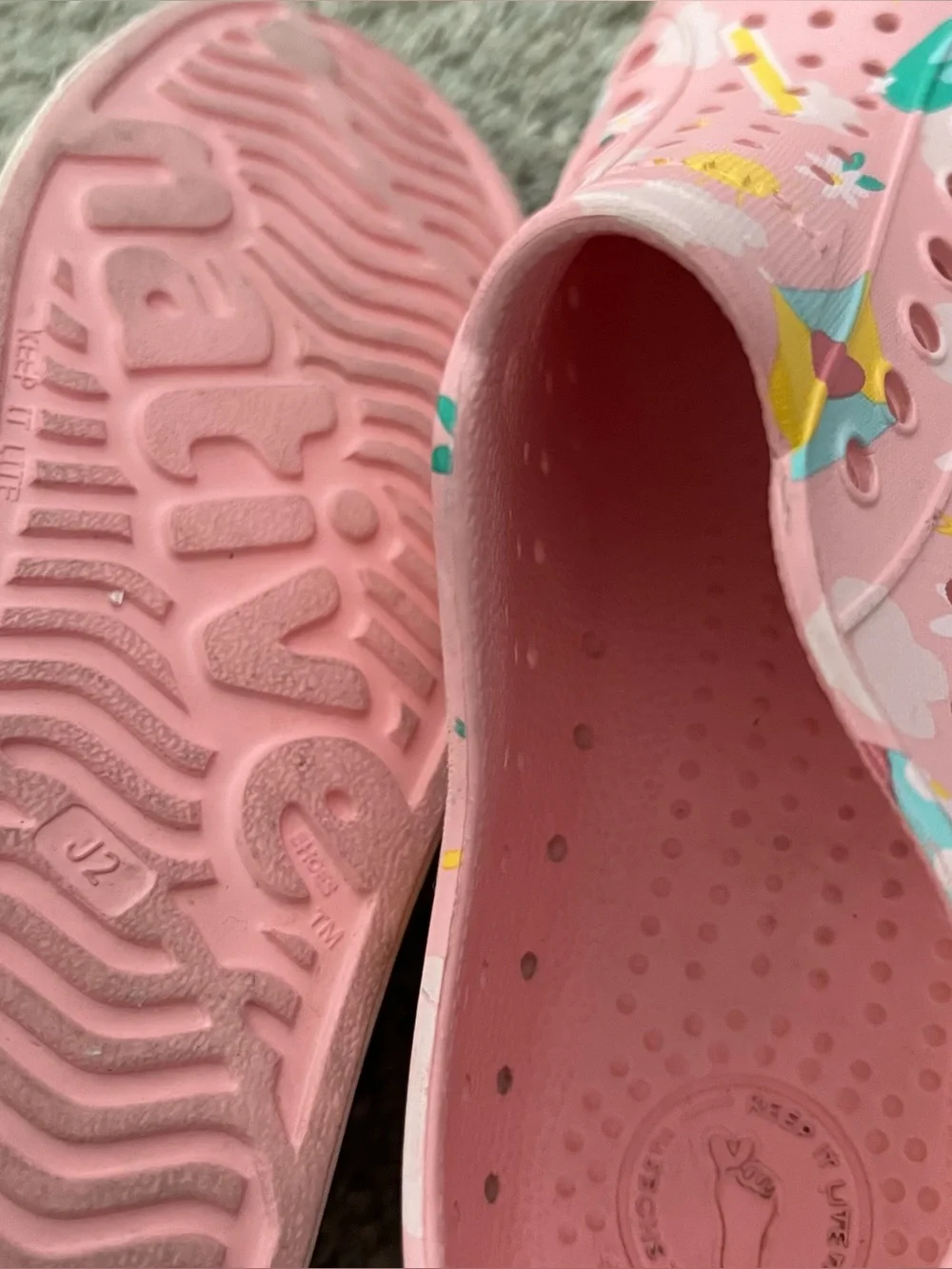 Native Kids Pink Beach-Print Slip-On Water Shoes Size 2